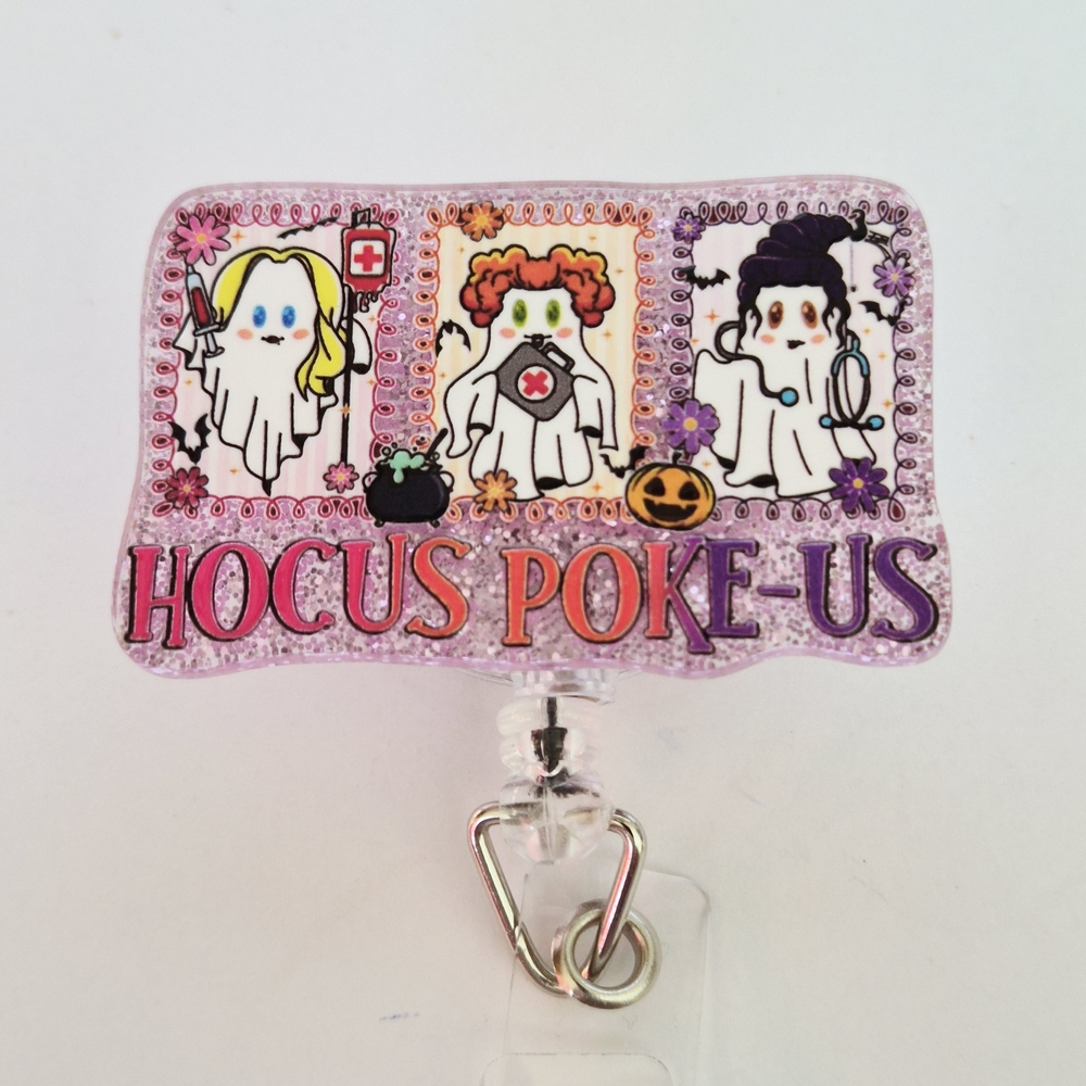 Hocus Poke-Us Badge Reel Belt Or Alligator Clip